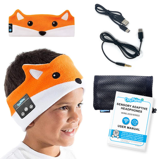 CozyPhones Sensory Adaptive Wireless / Wired Headband Headphones - Fox